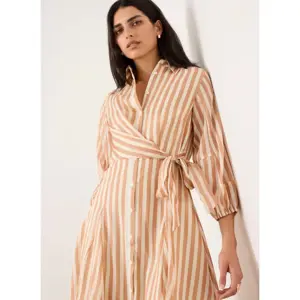 Mint Velvet Orange Stripe Wrap Midi Shirt Dress